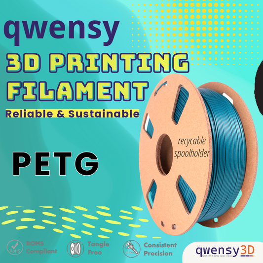 qwensy PETG Filament for 3D Printing- Strong, Sturdy, and Sustainable Filament for Quality Print Results