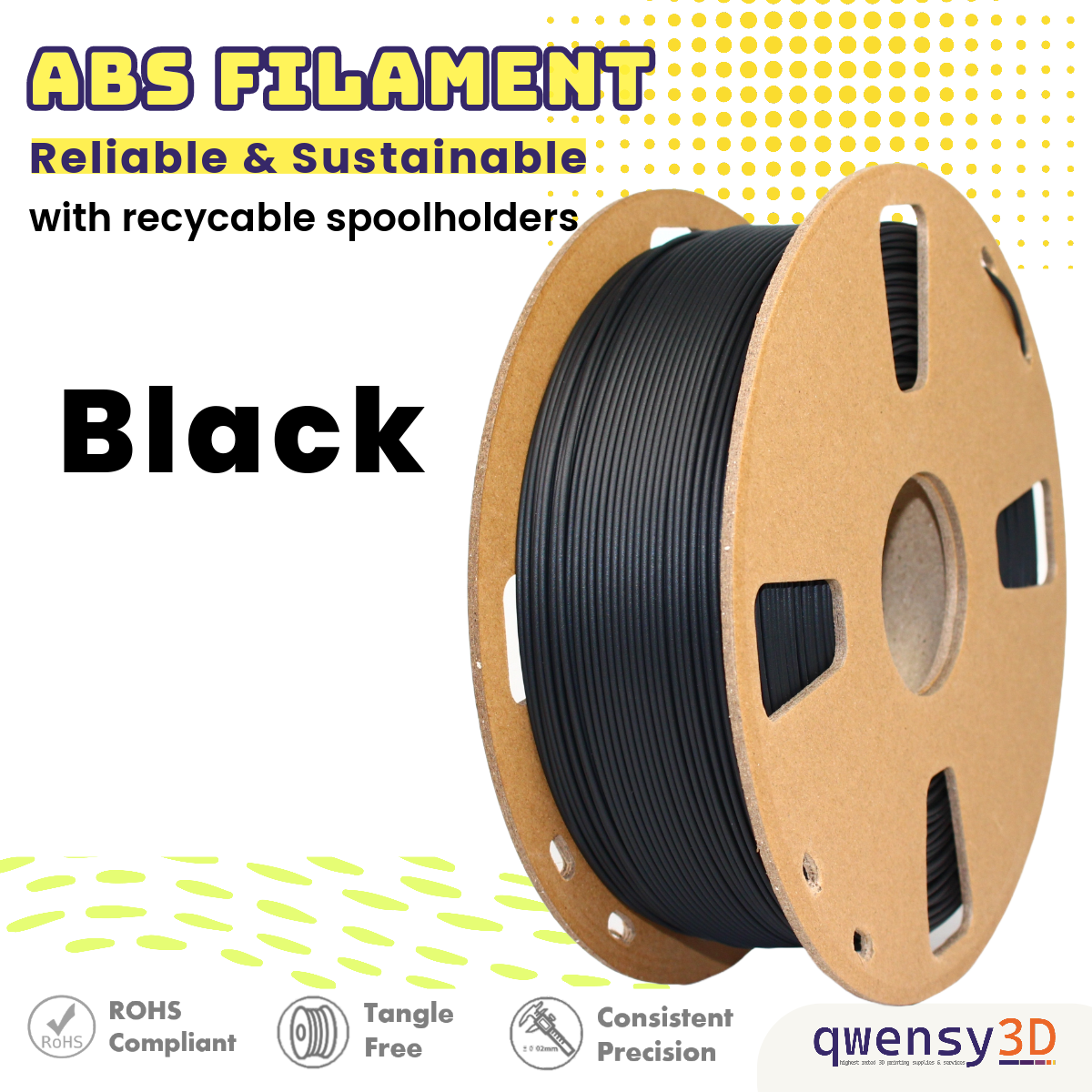 qwensy ABS Filament for 3D Printing- Strong, Sturdy, and Sustainable Filament for Quality Print Results