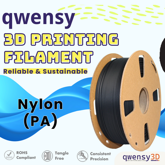 qwensy Nylon (PA) Filament for 3D Printing- Black- Superior Strength and Durability