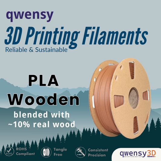 qwensy PLA-Wood Blended Filament for 3D Printing- Unique Wood Texture and Colour