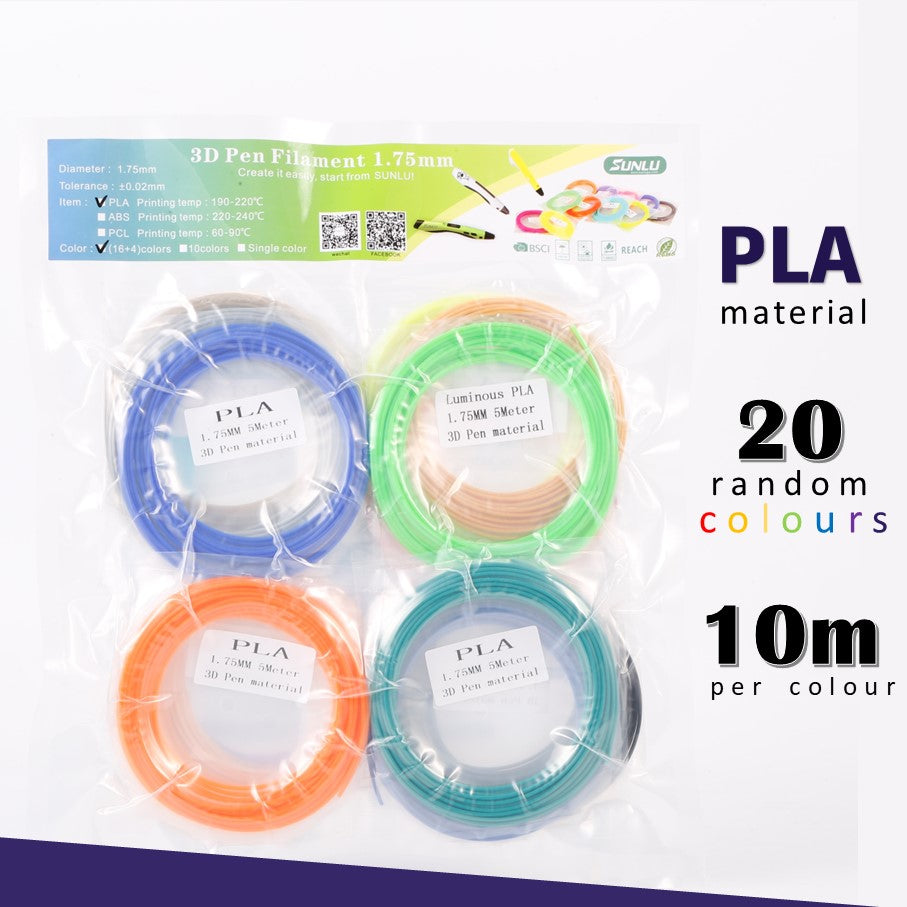 Sunlu PLA Filaments Refill for 3D Pens - High-Quality Filaments with Various Colour.