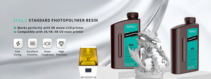 Sunlu Resin for 3D Printing - Fast Curing, Low Shrinkage for Precise Prints in Spill-Free Bottle